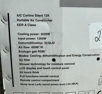 12K BTU Portable Air Conditioner Remote Control Energy Efficiency Wood's Cortina