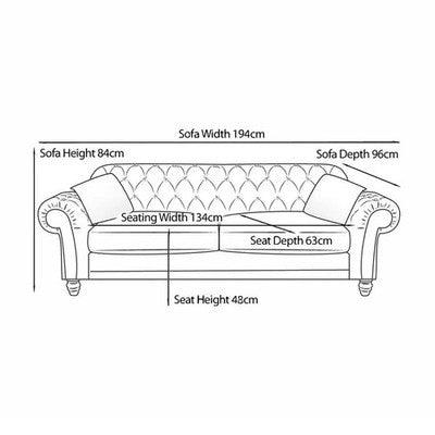 Bordeaux Button Back Grey Fabric 2 Seater Sofa Wood Legs Brand New