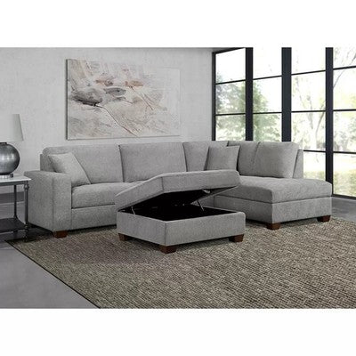 Thomasville Miles Grey Fabric Corner Sofa & Ottoman Right Hand Facing Ex-Display