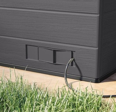 Suncast Cabana Bar Table Entertainment Garden Shed 8”x7' Storage Grey NEW