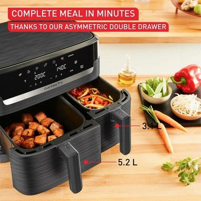 Tefal Easy Fry Essential Dual Air Fryer 8.3L EY901HG in Black