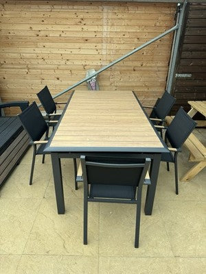 Dining Garden Set Pro Loisirs Louisiane 6 Piece Modern Wood Look Extendable