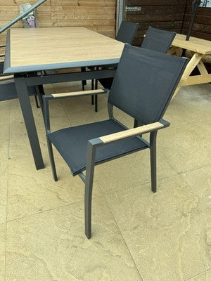Dining Garden Set Pro Loisirs Louisiane 6 Piece Modern Wood Look Extendable