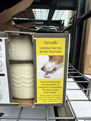 Scruffs Icon 2 Piece Dog Food & Water Bowl Set - 19cm | 10cm - Cream