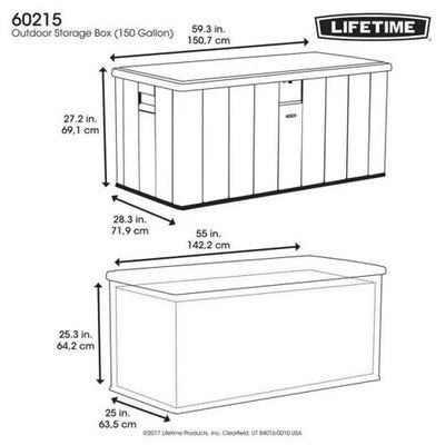 Lifetime 568 Litre Simulated Wood Look Outdoor Garden Patio Storage Deck Box