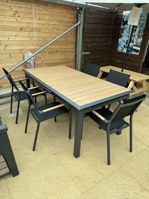Dining Garden Set Pro Loisirs Louisiane 6 Piece Modern Wood Look Extendable