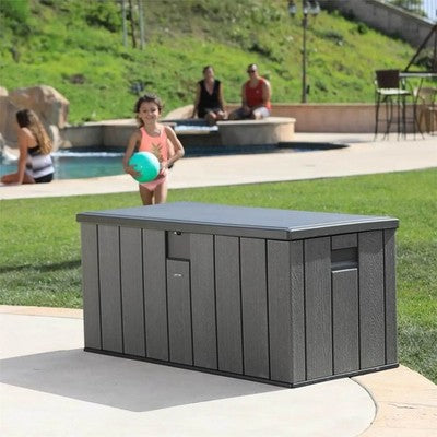 Lifetime 568 Litre Simulated Wood Look Outdoor Garden Patio Storage Deck Box