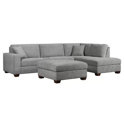 Thomasville Miles Grey Fabric Corner Sofa & Ottoman Right Hand Facing Ex-Display