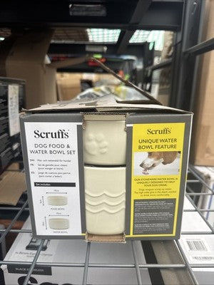 Scruffs Icon 2 Piece Dog Food & Water Bowl Set - 19cm | 10cm - Cream