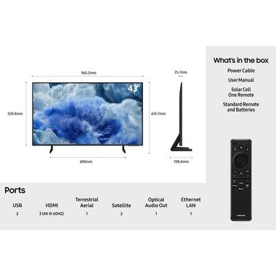 Samsung 43 Inch QLED 4K Ultra HD Smart TV QE43Q8FAAUXXU New