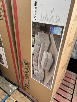 Thomasville Kylie Grey Fabric Sectional Sofa with Storage Ottoman Brand New