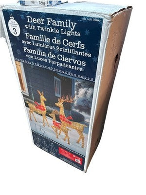 Deer family Set of 3 with LED Twinkle Lights 6ft (1.8m) Christmas