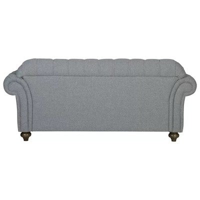 Bordeaux Button Back Grey Fabric 2 Seater Sofa Wood Legs Brand New