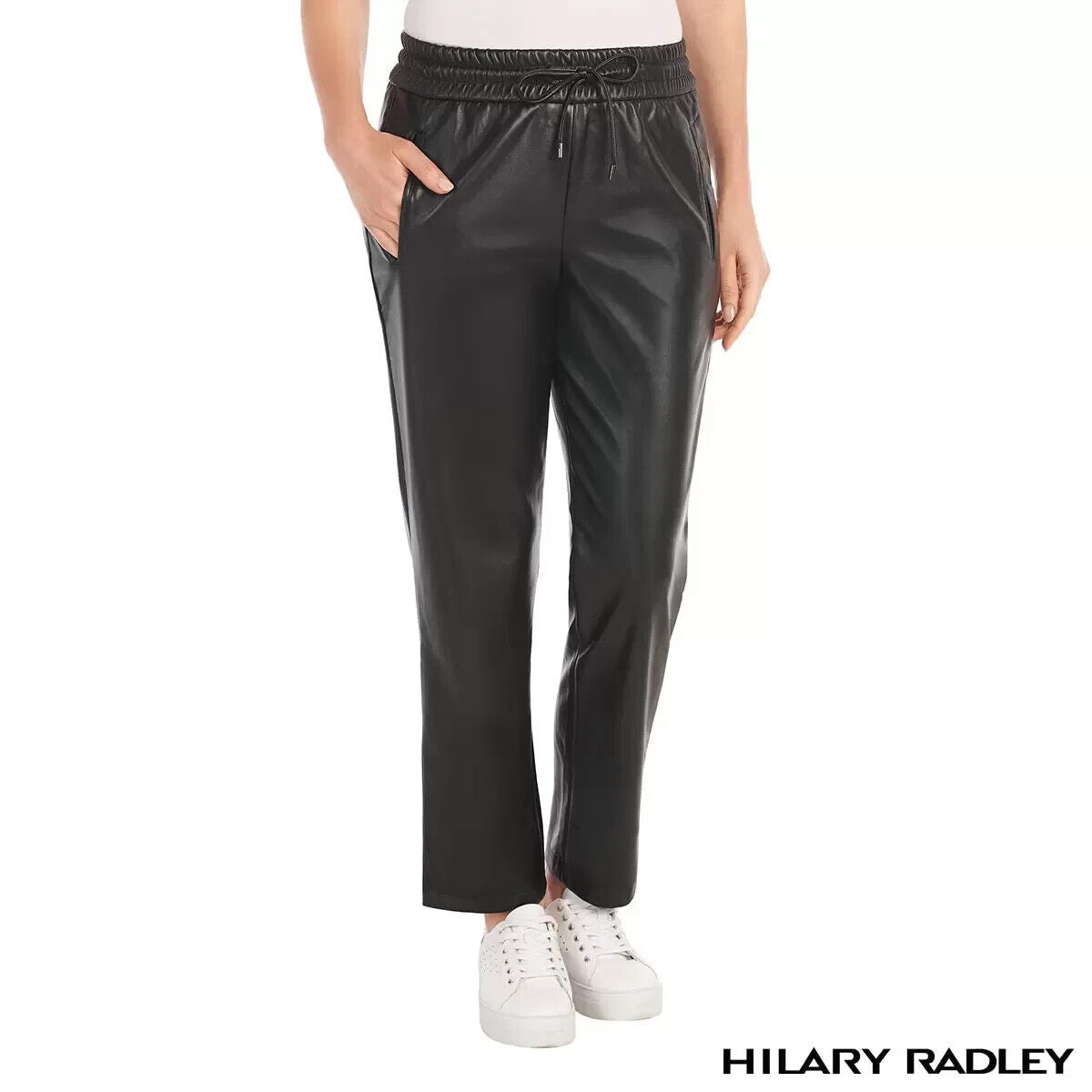 Hilary Radley Faux Leather Pant in Black Size XL