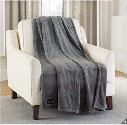 Brookstone Heated Throw Fleece Super Soft Blanket Throw 127 x 152 cm, Grey