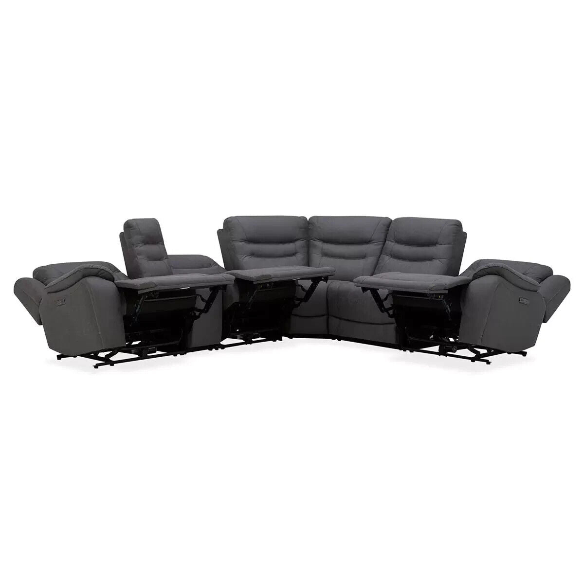 Gilman Creek Eden Grey Fabric Power Reclining Sectional Sofa with Power Headrest