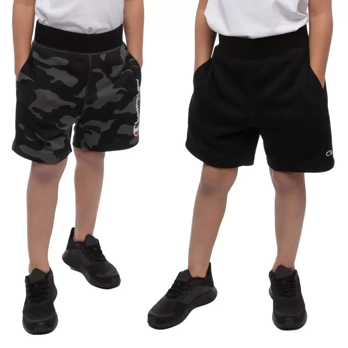 Champion Youth French Terry 2 Pack Shorts in Black/Camo