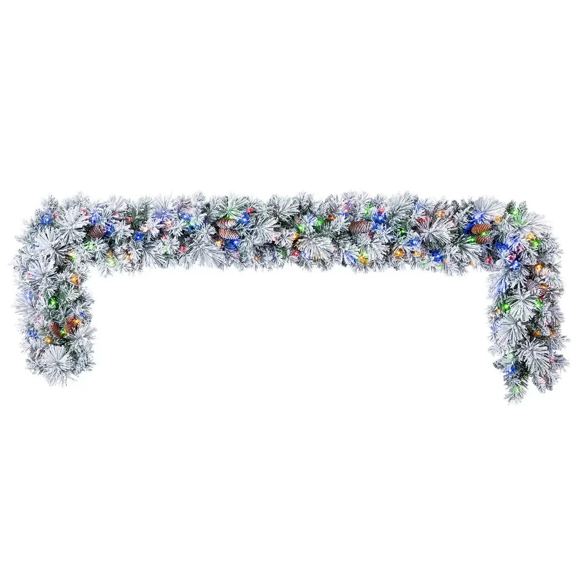9ft 2.7m Pre-lit Flocked Glitter Christmas Garland with 150 Colour changing LED