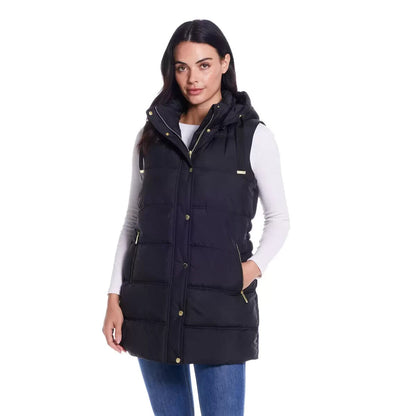 Weatherproof Ladies Hooded Long Gilet in Black Size XL