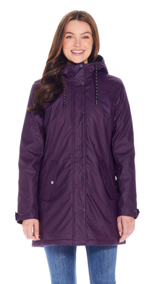 Weatherproof Ladies Slicker Jacket in Dark Plum