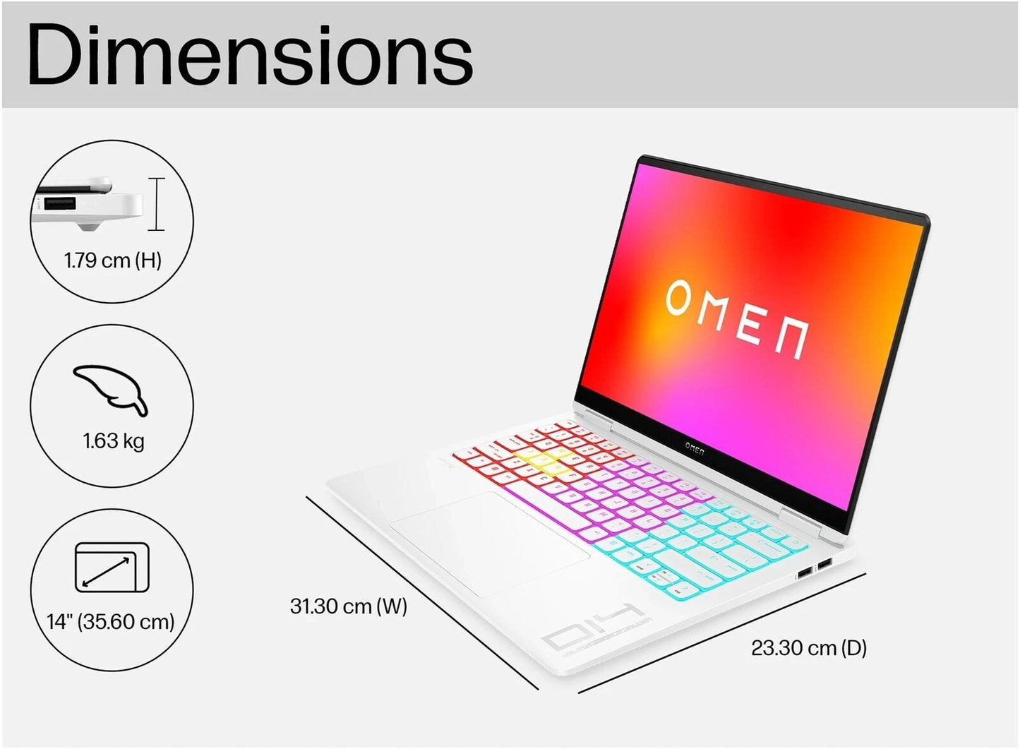 OMEN Gaming Transcend Laptop 14-fb0012na  RTX 4060, Ultra7 , 16GB RAM, 1TB SSD