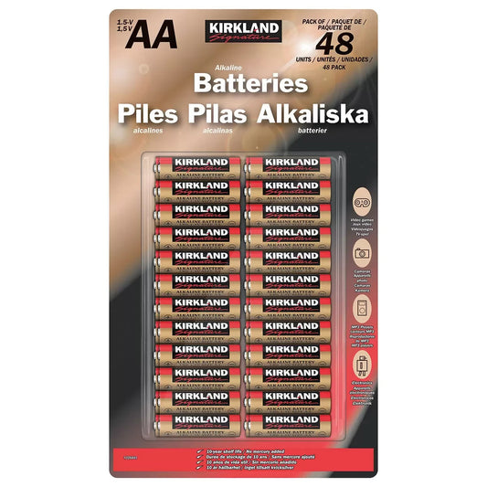 Kirkland Signature Alkaline AA Batteries 48 Pack – New and Sealed