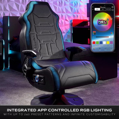 NEW X Rocker Aurora 2.1 Wireless RGB Gaming Chair with LED Lights Xrocker