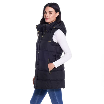 Weatherproof Ladies Hooded Long Gilet in Black Size XL