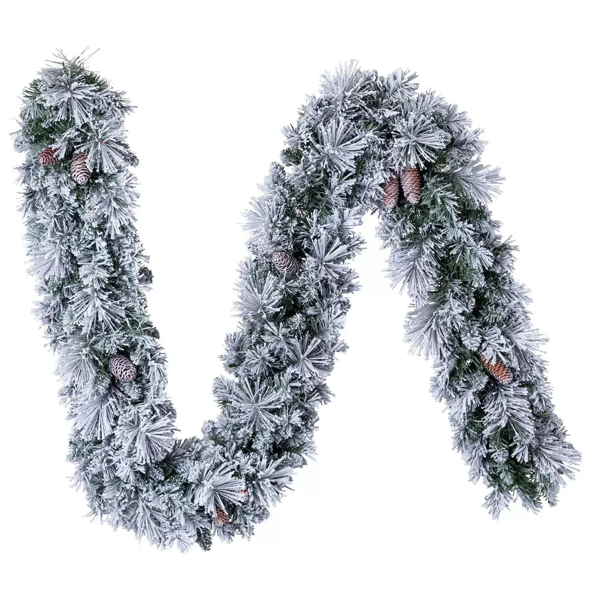9ft 2.7m Pre-lit Flocked Glitter Christmas Garland with 150 Colour changing LED