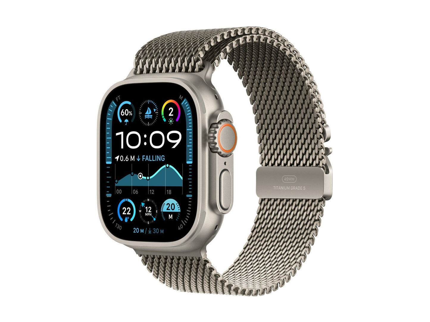 Apple Watch Ultra 2 GPS + Cellular 49mm Natural Titanium Milanese Loop -Small
