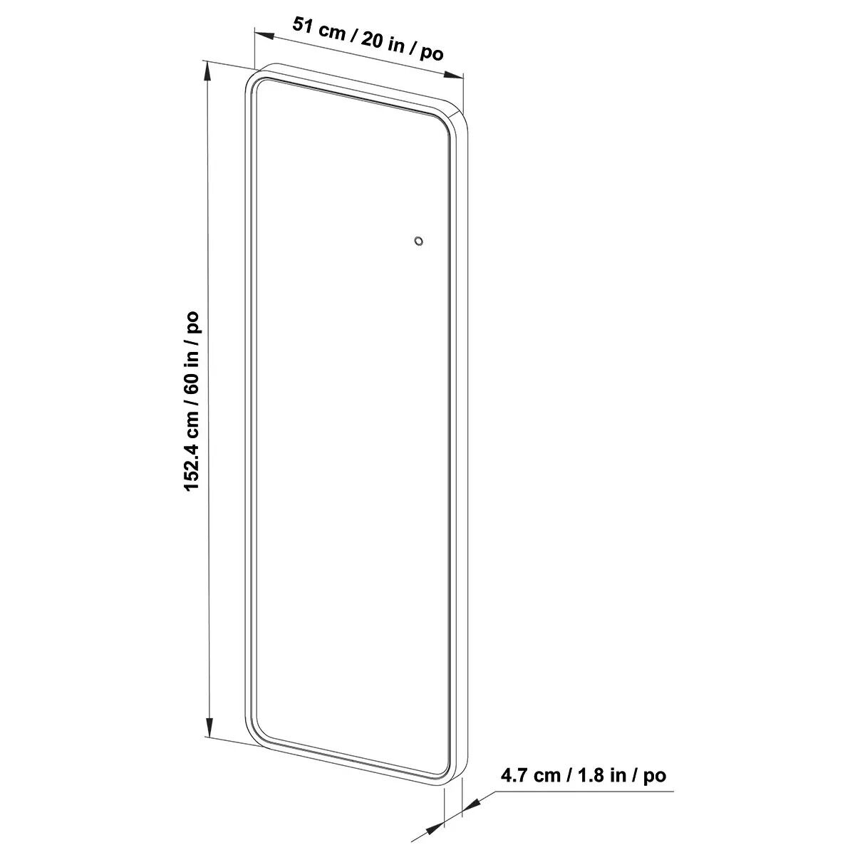 OVE Decors Lyon LED Leaner Mirror Matte Black Finish 51 x 152 cm freestanding