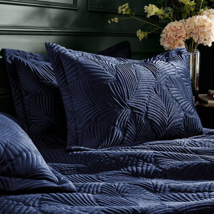 Paoletti Palmeria Velvet 3 Piece Bed Set in Navy, Super King
