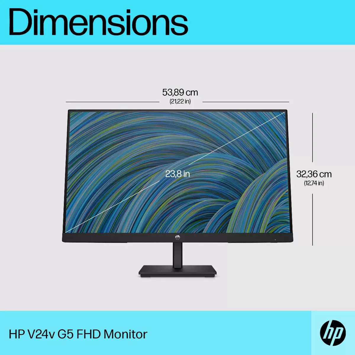 HP Monitor V24v G5 23.8 Inch Full HD 75Hz Monitor, 6D8H0AA#ABU
