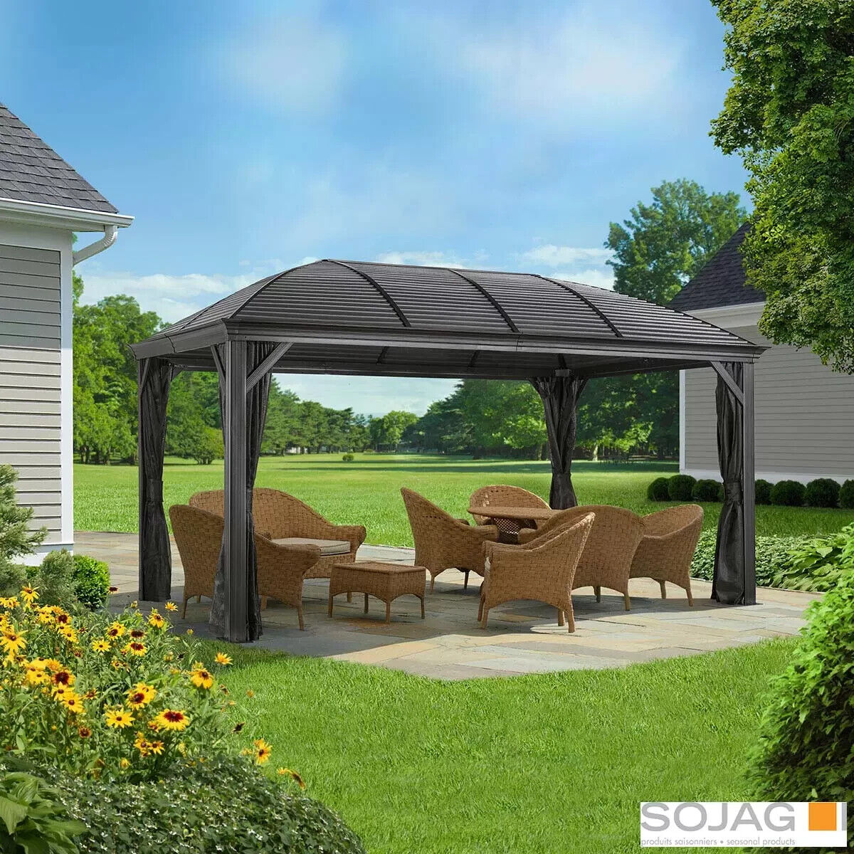 Sojag Moreno 10ft x 16ft (2.89 x 4.74m) Aluminium Frame Sun Shelter Steel Roof