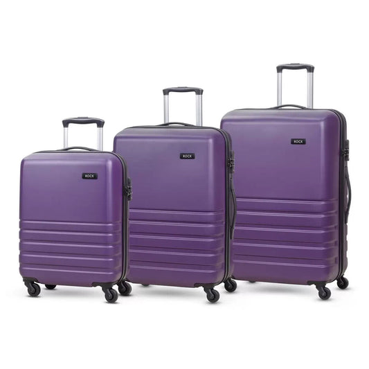 Rock Byron 3 Piece Hardside Luggage Suitcase Set in Purple - Ex-display