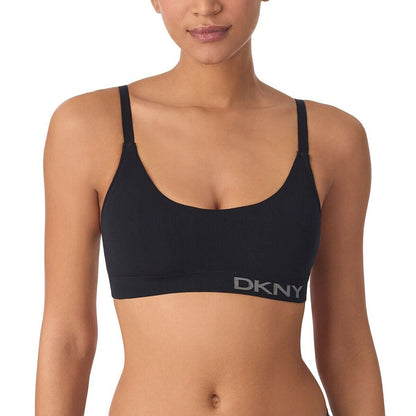 DKNY Women's Seamless Rib Knit 2 Pack Bralette in Grey/Black size XL