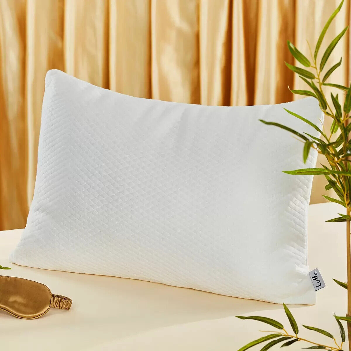 Luff Luxury Bamboo Memory Foam Pillow  60 x 40 cm White sustainable vegan