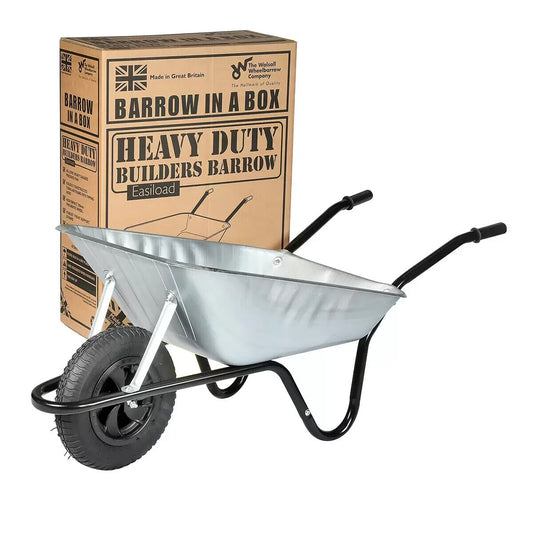 Walsall Barrow 85L Builders Wheelbarrow with Pneumatic Wheel in a Box Silver