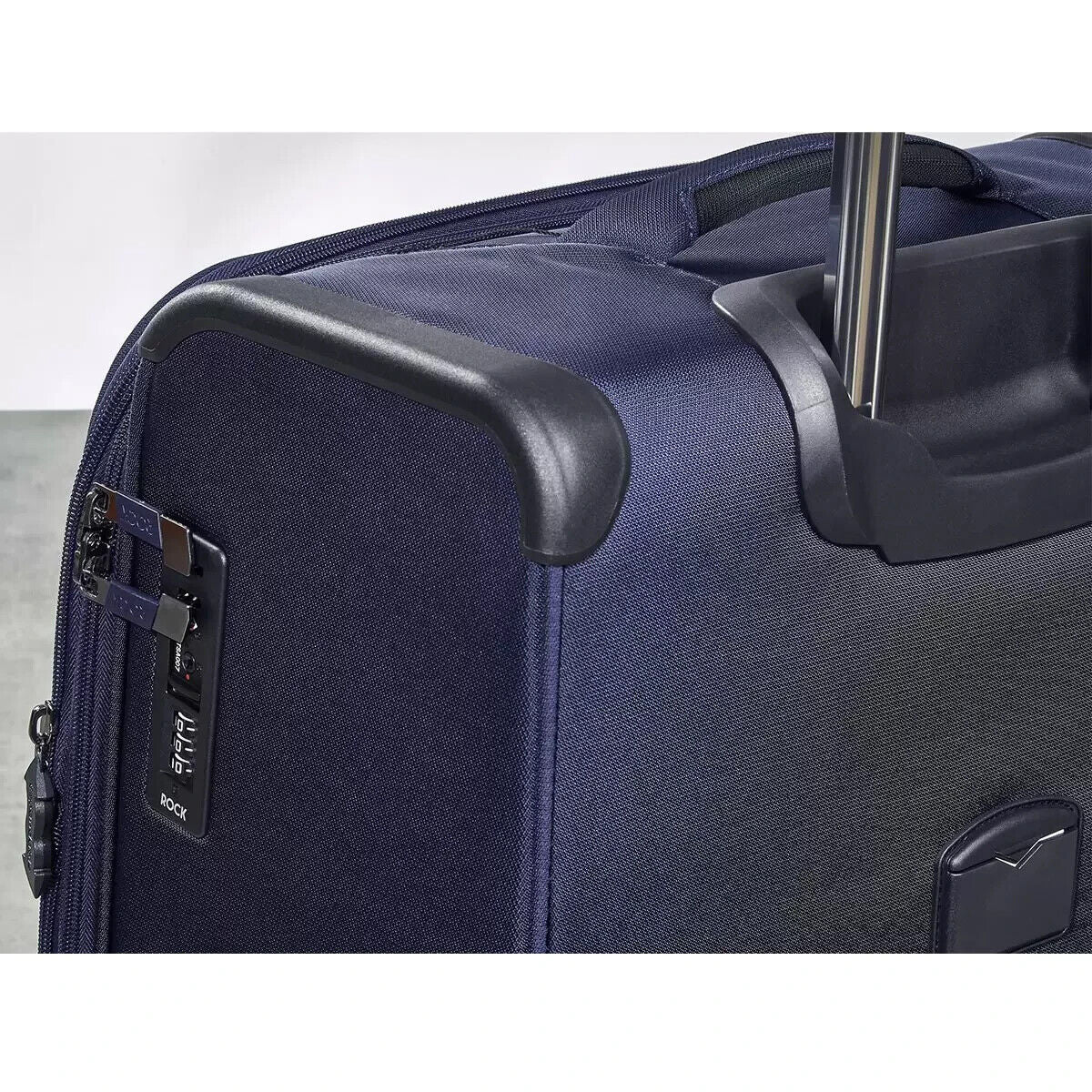 Rock Georgia 4 Piece Softside Luggage Suitcase Set in Navy  Expandable Spinner