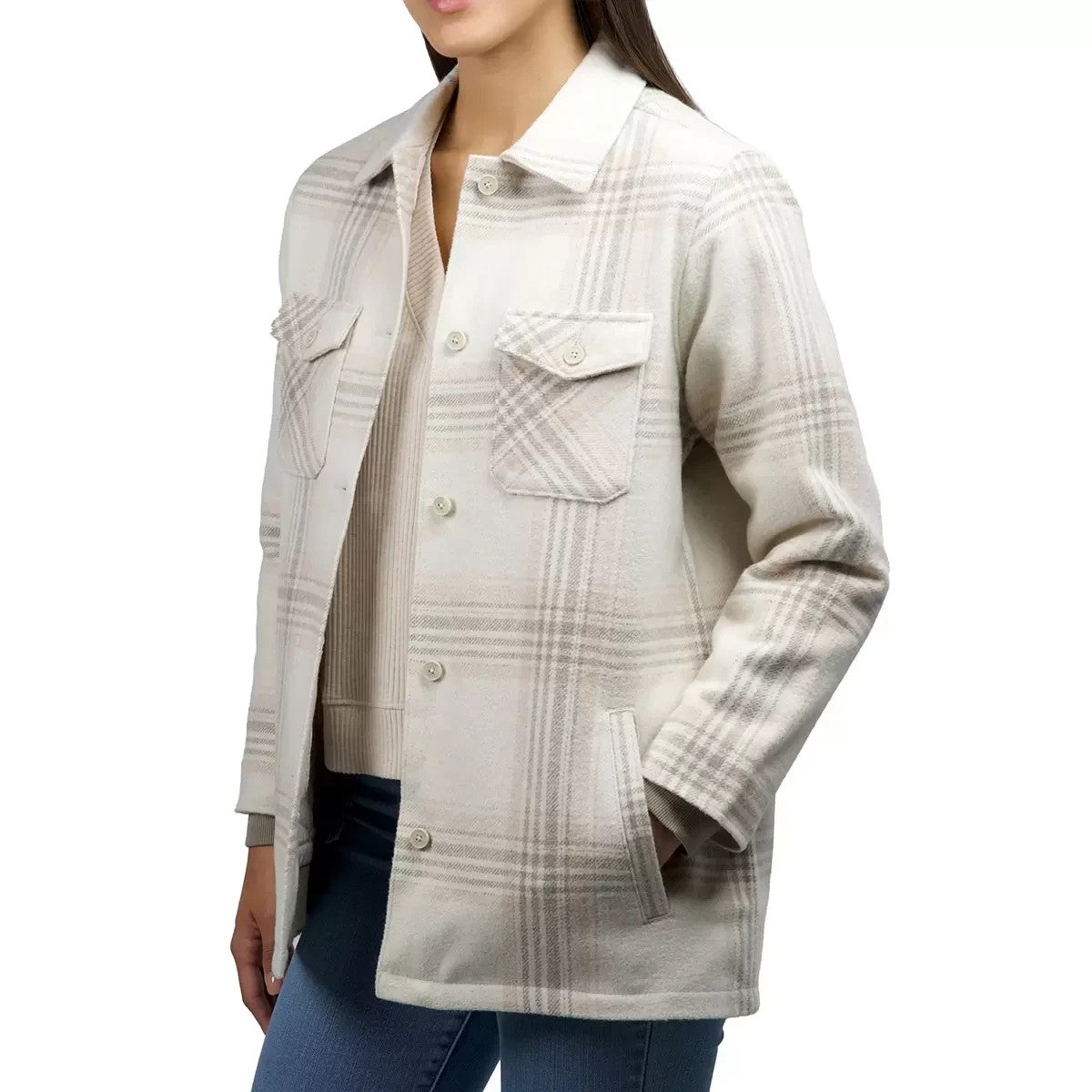 Jachs Women's Wool Blend Shacket in Cream Large