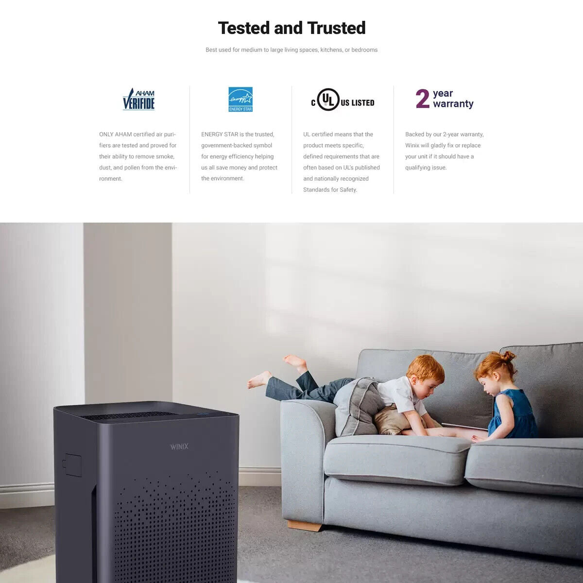 NEW SELEAED Winix Zero-SE Air Purifier with HEPA & Additional Filter AZSU355-NKB