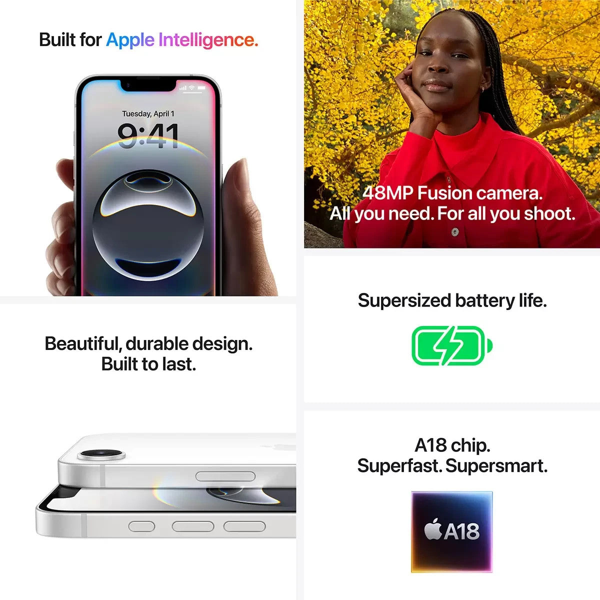 Apple iPhone 16e 128GB Sim Free Mobile Phone in White, MD1R4QN/A 41 cycles