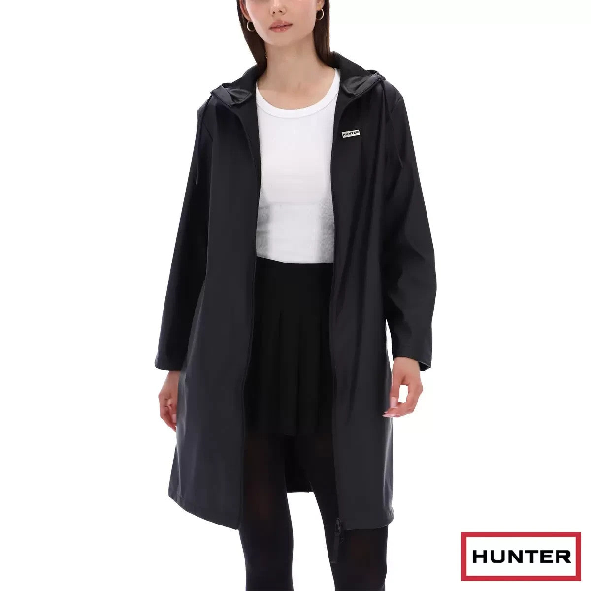Hunter Women's Bay PU Raincoat Waterproof Windproof Black Medium