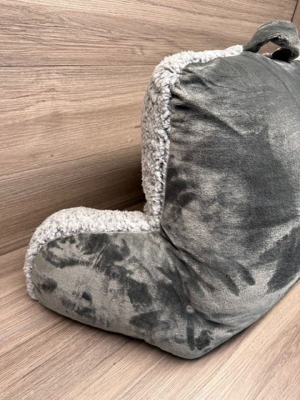 Sherpa Bed Rest Pillow 46 x 77 x 36 cm in Grey Supersoft fluffy with arms
