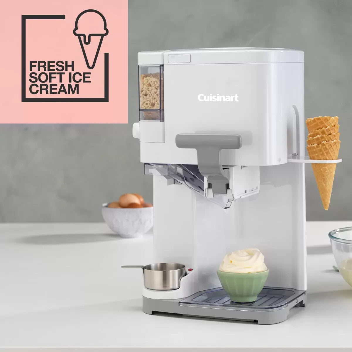 Cuisinart ICE48U Soft Serve Ice Cream Maker Sorbet, frozen Yogurt, Vegan dessert