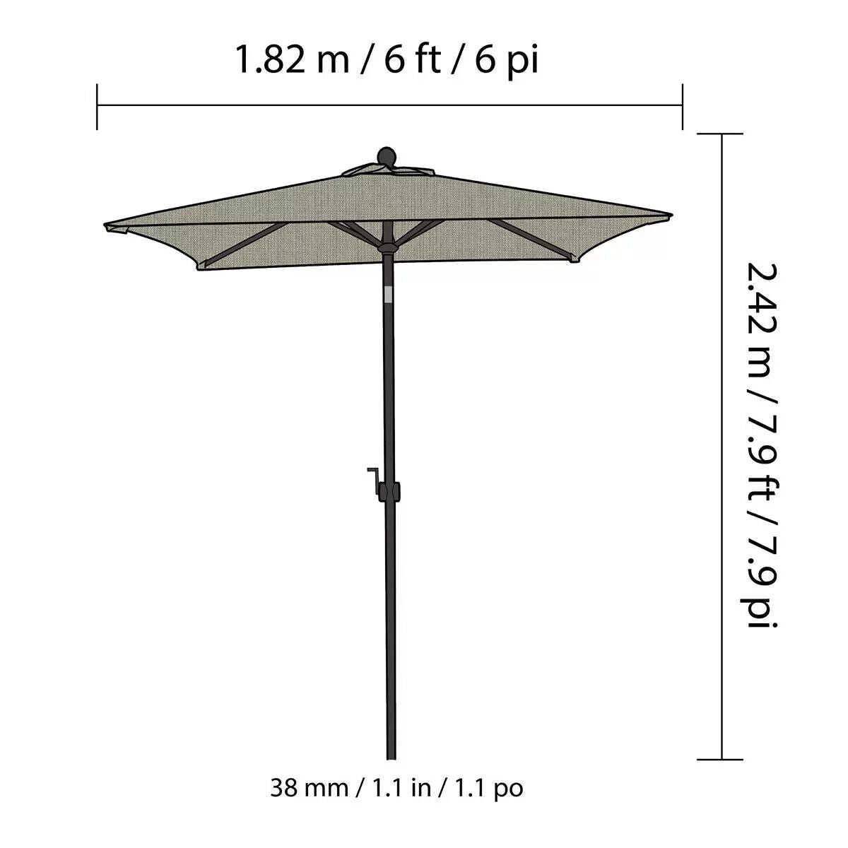 Costco Parasol Seasons Sentry 6 x 6ft Square Market Umbrella Dove & Indigo