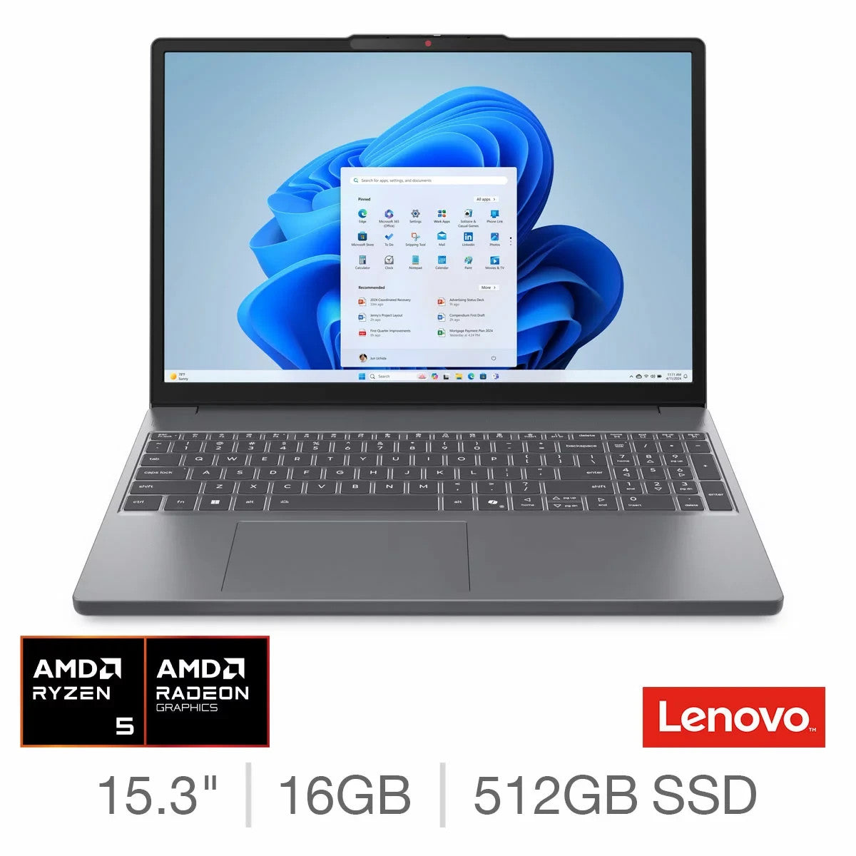 Lenovo IdeaPad Slim 3 AMD Ryzen 5 16GB RAM 512GB SSD 15.3 Inch Laptop 83K7009RUK