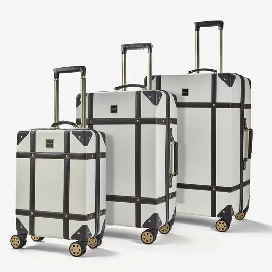 Rock Vintage 3 Piece Hardside Luggage Set in Cream *