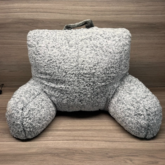 Sherpa Bed Rest Pillow 46 x 77 x 36 cm in Grey Supersoft fluffy with arms