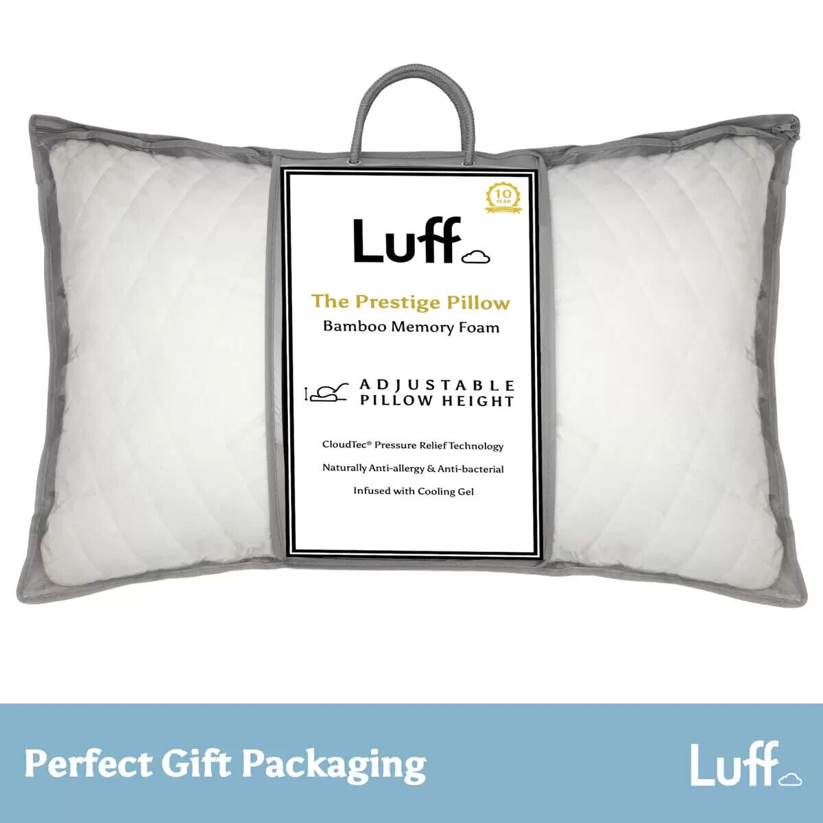 Luff Height Adjustable Prestige Bamboo Pillow Sustainable Antibacterial Vegan